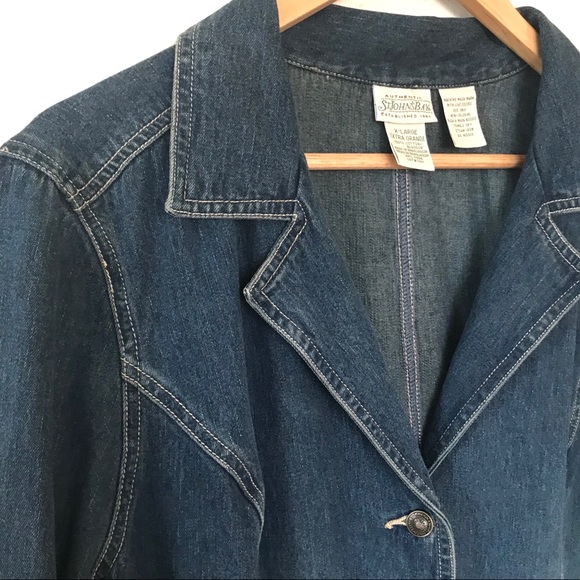 St. John’s Bay Denim Blue Button Collar Jacket XL - Picture 2 of 8